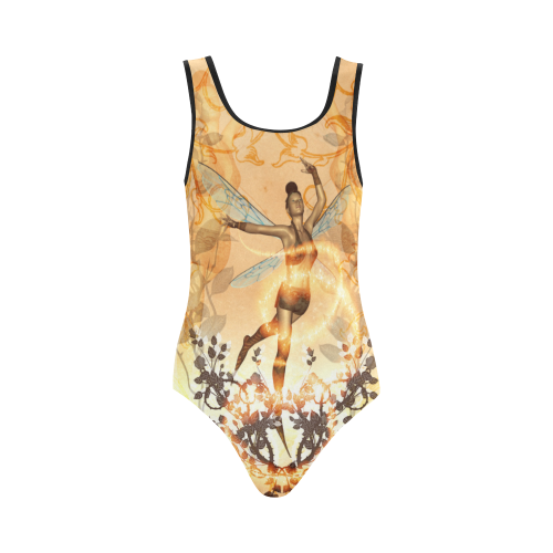 Beautiful fairy with wonderful roses Vest One Piece Swimsuit (Model S04)