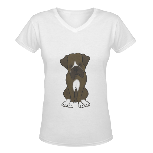Boxer Puppy Dog Women's Deep V-neck T-shirt (Model T19)