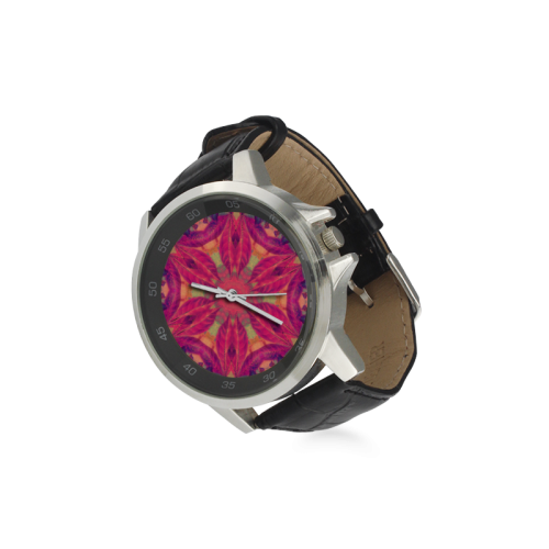 mandala Unisex Stainless Steel Leather Strap Watch(Model 202)