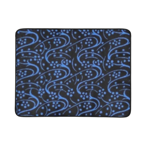 Vintage Swirl Floral Blue Black Beach Mat 78"x 60"