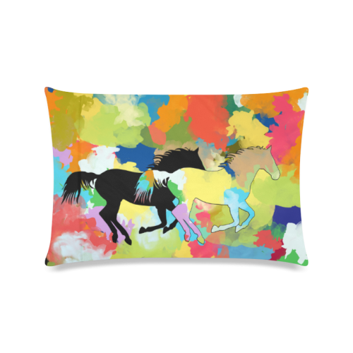 Horse Galloping out of Colorful Splash Custom Zippered Pillow Case 16"x24"(Twin Sides)