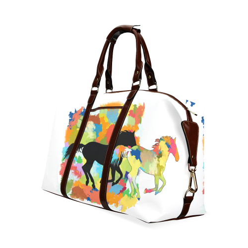 Horse  Shape Galloping out of Colorful Splash Classic Travel Bag (Model 1643)