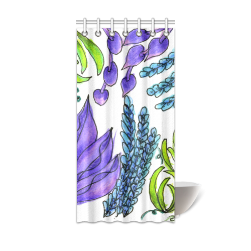 Purple Green Blue Flower Garden, Dancing Zendoodle Shower Curtain 36"x72"