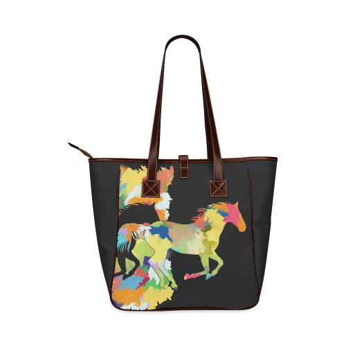 Horse Galloping Shape Colorful Splash Classic Tote Bag (Model 1644)