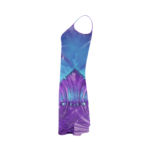 Abstract Fractal Painting - blue magenta pink Alcestis Slip Dress (Model D05)