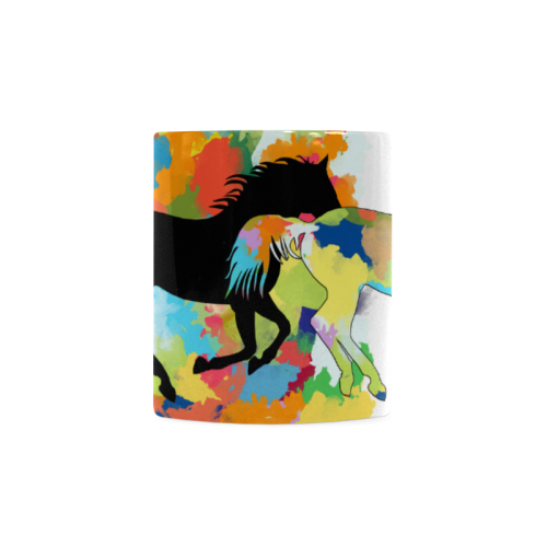 Horse  Shape Galloping out of Colorful Splash White Mug(11OZ)