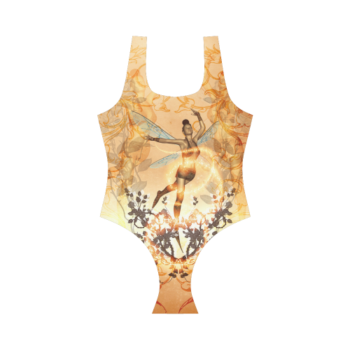 Beautiful fairy with wonderful roses Vest One Piece Swimsuit (Model S04)