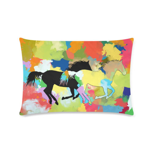 Horse Galloping out of Colorful Splash Custom Zippered Pillow Case 16"x24"(Twin Sides)