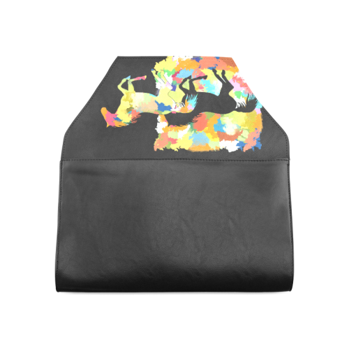 Horse  Shape Galloping out of Colorful Splash Clutch Bag (Model 1630)