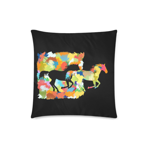 Horse  Shape Galloping out of Colorful Splash Custom Zippered Pillow Case 18"x18"(Twin Sides)