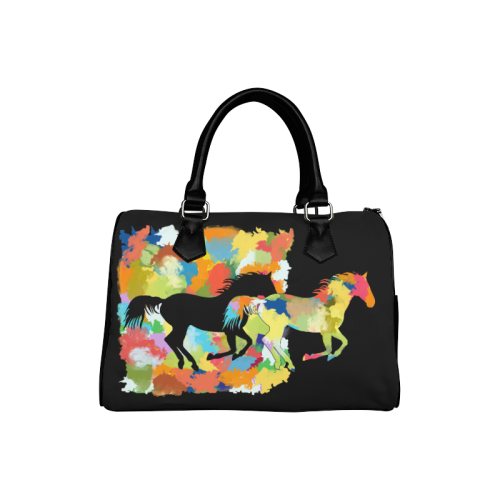 Horse  Shape Galloping out of Colorful Splash Boston Handbag (Model 1621)