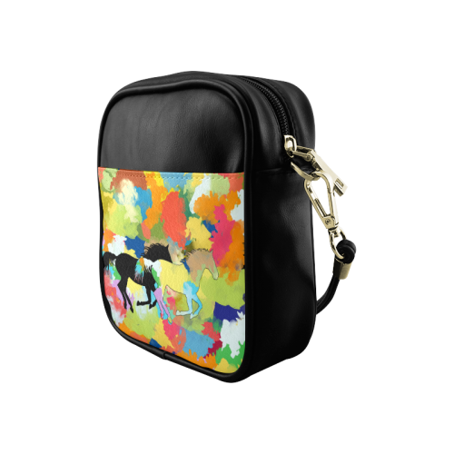 Horse Galloping out of Colorful Splash Sling Bag (Model 1627)