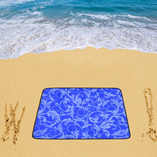 Vintage Swirls Sapphire Blue Beach Mat 78"x 60"