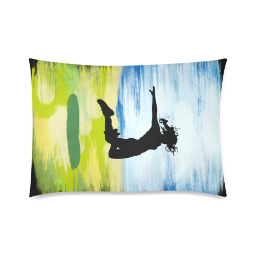 girl Woman Jump Sky Colorful Painting Shape Custom Zippered Pillow Case 20"x30"(Twin Sides)