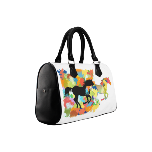 Horse  Shape Galloping out of Colorful Splash Boston Handbag (Model 1621)