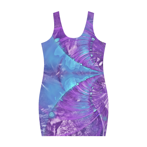 Abstract Fractal Painting - blue magenta pink Medea Vest Dress (Model D06)