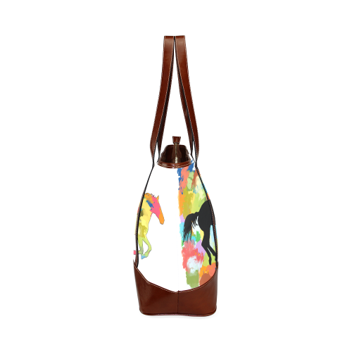 Horse  Shape Galloping out of Colorful Splash Tote Handbag (Model 1642)