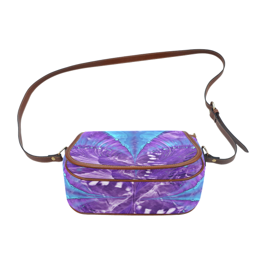 Abstract Fractal Painting - blue magenta pink Saddle Bag/Small (Model 1649) Full Customization