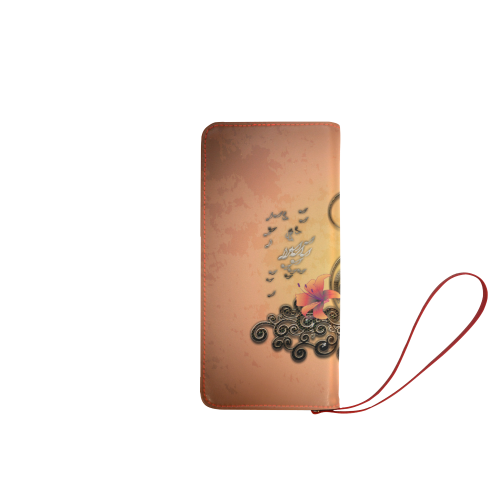 Wonderful key notes with floral elements Women's Clutch Wallet (Model 1637)