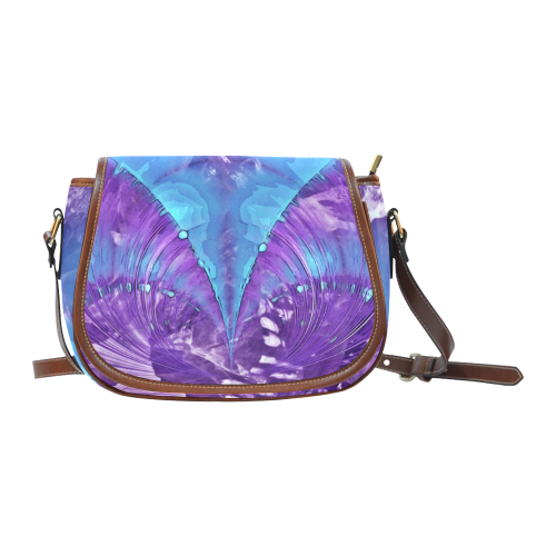Abstract Fractal Painting - blue magenta pink Saddle Bag/Small (Model 1649) Full Customization