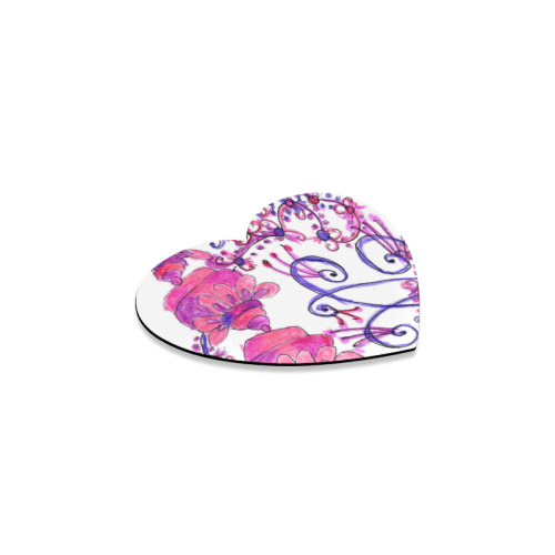 Pink Flower Garden Zendoodle, Purple Gardenscape Heart Coaster