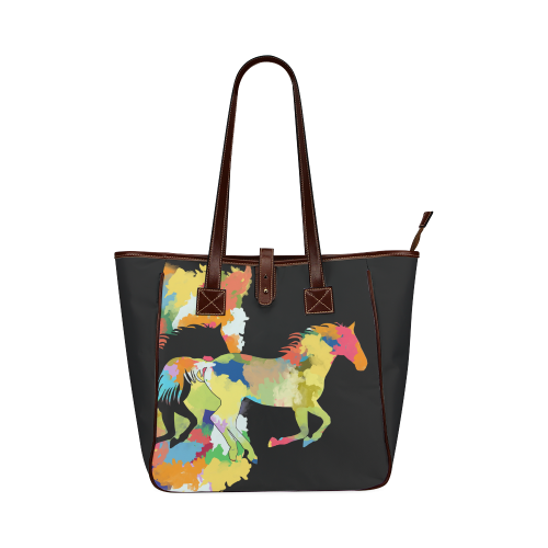 Horse Galloping Shape Colorful Splash Classic Tote Bag (Model 1644)