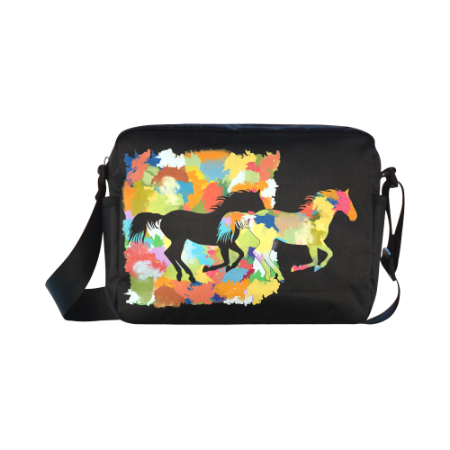 Horse  Shape Galloping out of Colorful Splash Classic Cross-body Nylon Bags (Model 1632)