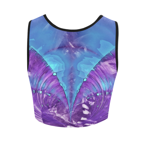 Abstract Fractal Painting - blue magenta pink Women's Crop Top (Model T42)