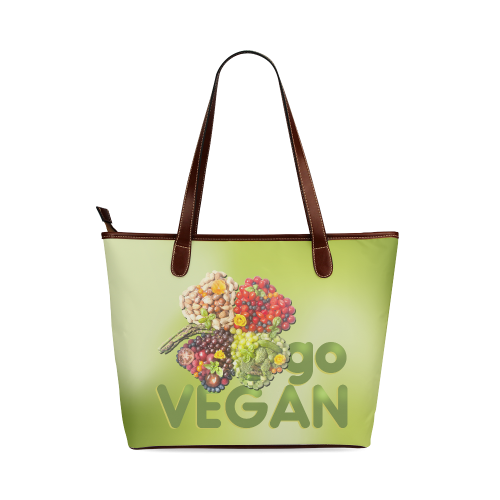 Go Vegan Clover Think Green Fruits Vegetables Shoulder Tote Bag (Model 1646)