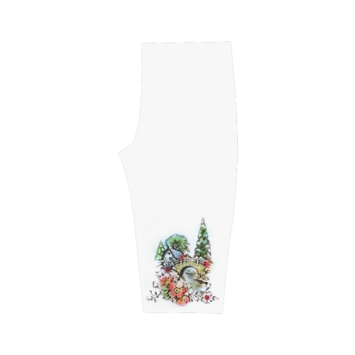 Vintage Home and Flower Garden with Bridge Hestia Cropped Leggings (Model L03)