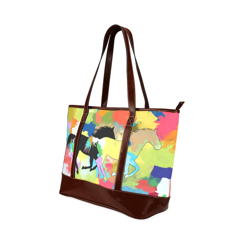 Horse Galloping out of Colorful Splash Tote Handbag (Model 1642)