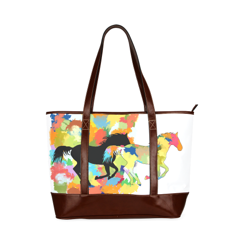 Horse  Shape Galloping out of Colorful Splash Tote Handbag (Model 1642)