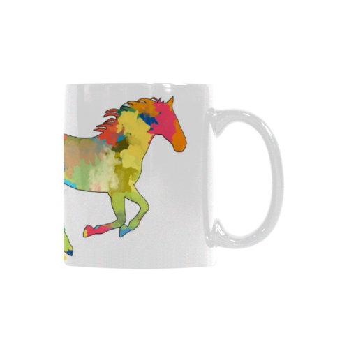 Horse  Shape Galloping out of Colorful Splash White Mug(11OZ)