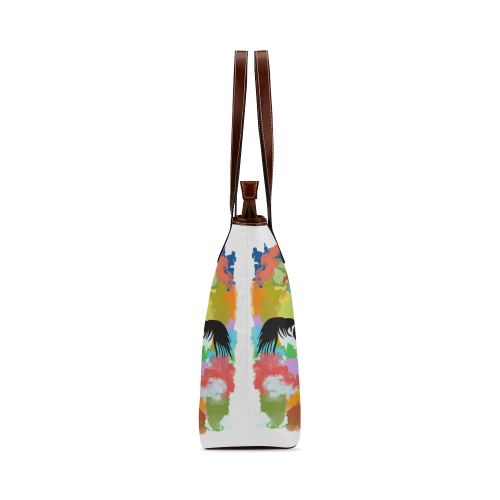 Horse  Shape Galloping out of Colorful Splash Shoulder Tote Bag (Model 1646)