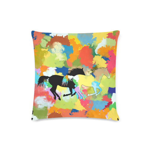 Horse Galloping out of Colorful Splash Custom Zippered Pillow Case 16"x16"(Twin Sides)