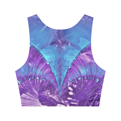 Abstract Fractal Painting - blue magenta pink Women's Crop Top (Model T42)