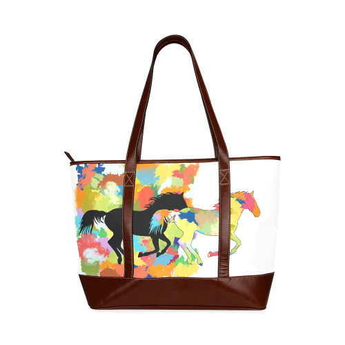 Horse  Shape Galloping out of Colorful Splash Tote Handbag (Model 1642)