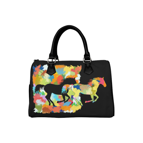 Horse  Shape Galloping out of Colorful Splash Boston Handbag (Model 1621)