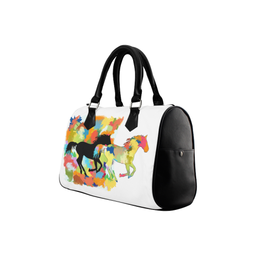 Horse  Shape Galloping out of Colorful Splash Boston Handbag (Model 1621)