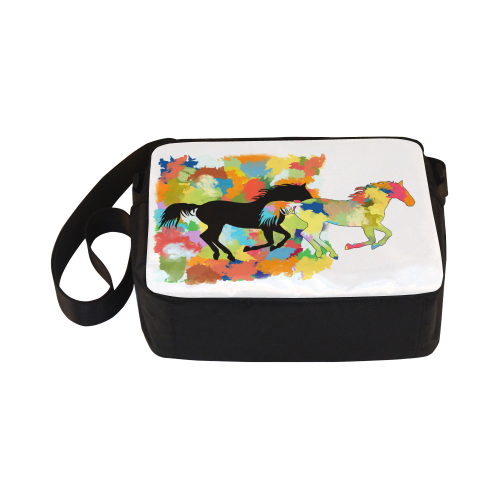 Horse  Shape Galloping out of Colorful Splash Classic Cross-body Nylon Bags (Model 1632)