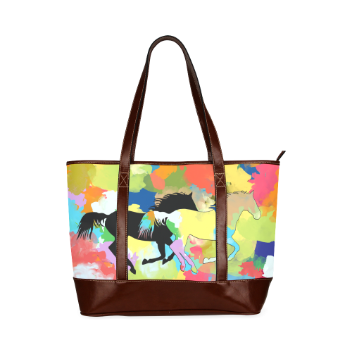 Horse Galloping out of Colorful Splash Tote Handbag (Model 1642)