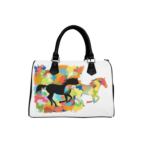 Horse  Shape Galloping out of Colorful Splash Boston Handbag (Model 1621)