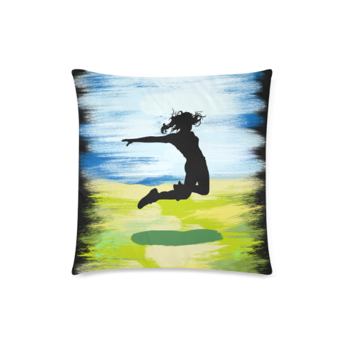 girl Woman Jump Sky Colorful Painting Shape Custom Zippered Pillow Case 18"x18"(Twin Sides)