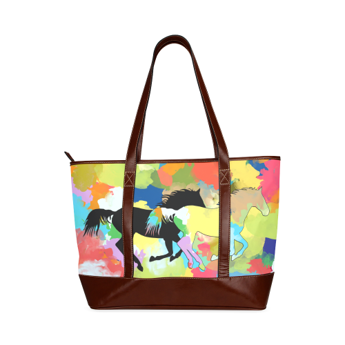 Horse Galloping out of Colorful Splash Tote Handbag (Model 1642)