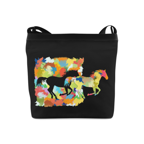 Horse  Shape Galloping out of Colorful Splash Crossbody Bags (Model 1613)