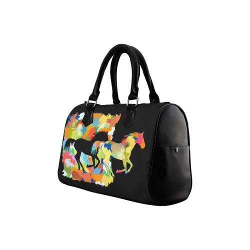 Horse  Shape Galloping out of Colorful Splash Boston Handbag (Model 1621)