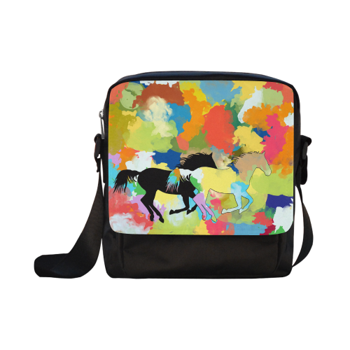Horse Galloping out of Colorful Splash Crossbody Nylon Bags (Model 1633)