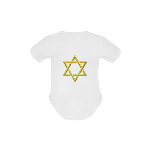 Judaism Symbols Golden Jewish Star of David Baby Powder Organic Short Sleeve One Piece (Model T28)