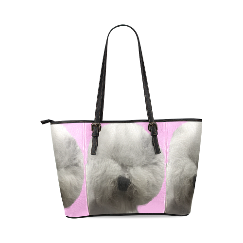 Fluff n Stuff-pink Leather Tote Bag/Large (Model 1640)