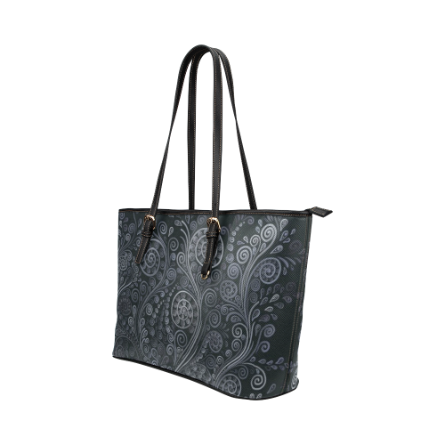 Soft Blue 3D Ornamental Leather Tote Bag/Large (Model 1651)